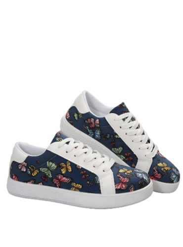 Women’s Multicolor Butterfly Patterned Lightweight Outdoor Casual Slip-resistant Lace-up Athletic Shoes 1