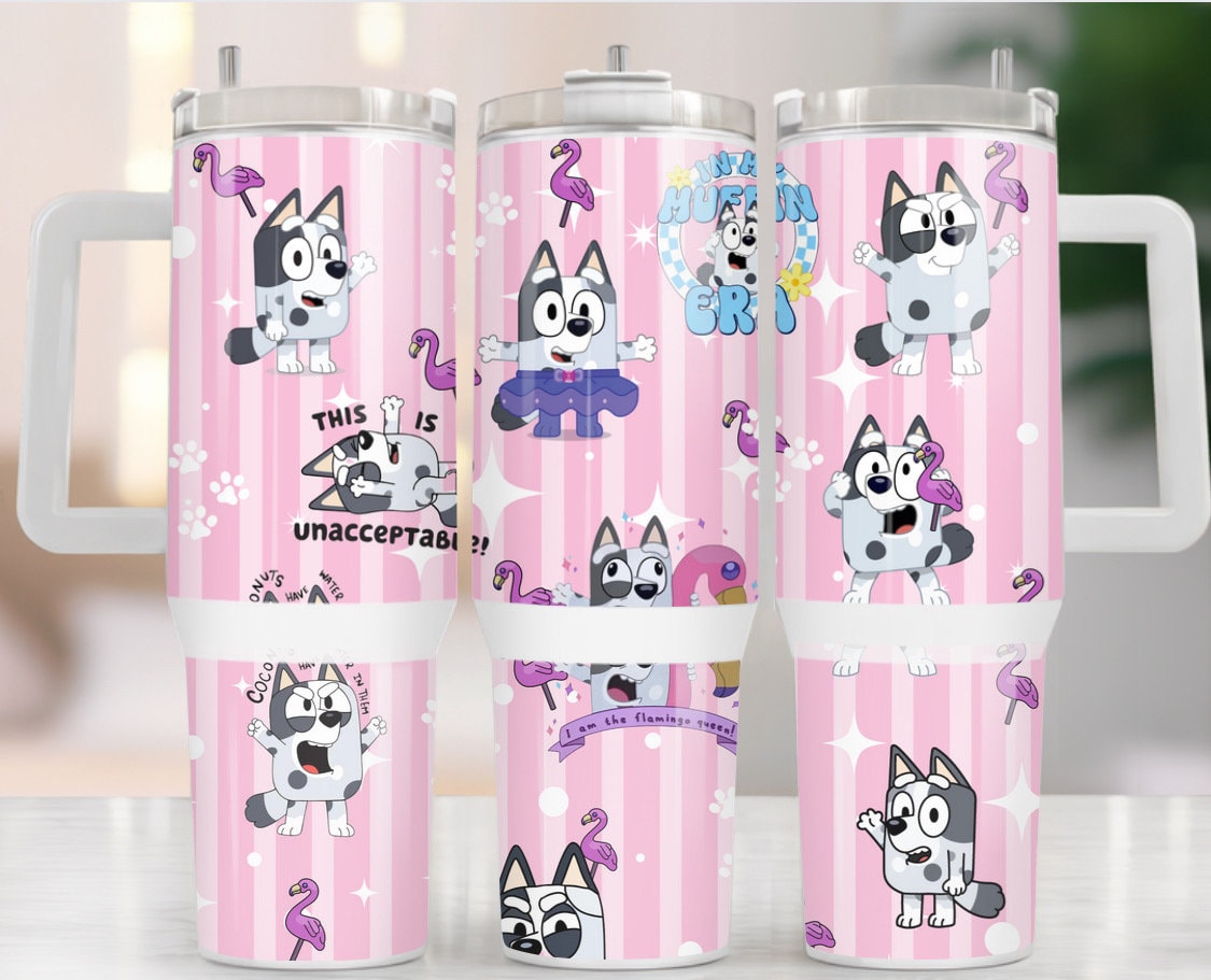 Muffin Heeler Bluey Cartoon Custom Quencher Tumbler 40oz - Latakids