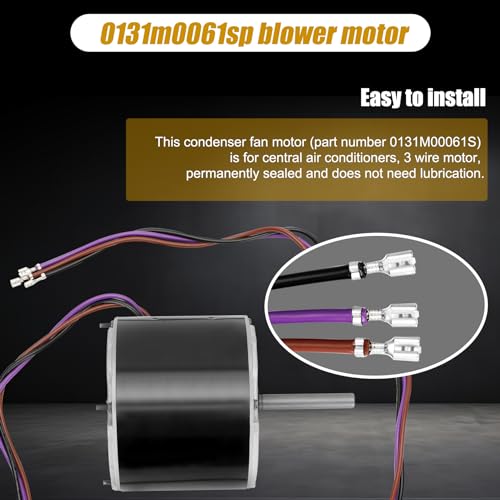 0131M00061SP 1/4 Hp Condenser Fan Motor Replaces Goodman 0131M00061SP YDK-180S84062-01 Zongshan Broad-Ocean 830 RPM 1-Speed 208/230 Volts