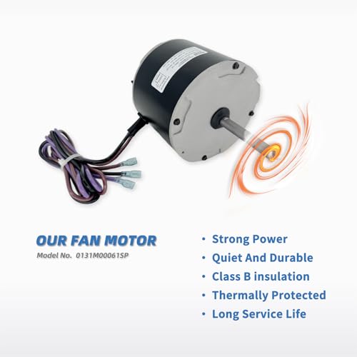0131M00061SP 1/4HP Condenser Fan Motor Replaces Goodman Air conditioner Amana Janitrol 0131M00014PS Zhongshan Broad-Ocean YDK-180S84062-01 Motor 830RPM 208/230V 1.5A SSX160481BA GSC130481AE Leungoo
