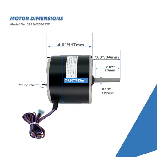 0131M00061SP 1/4HP Condenser Fan Motor Replaces Goodman Air conditioner Amana Janitrol 0131M00014PS Zhongshan Broad-Ocean YDK-180S84062-01 Motor 830RPM 208/230V 1.5A SSX160481BA GSC130481AE Leungoo