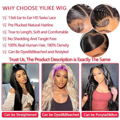 28 Inch 13×6 Lace Front Wigs Human Hair Pre Plucked Body Wave HD Lace Front Wigs Human Hair 180% Density Frontal Glueless Wigs Human Hair with Baby Hair