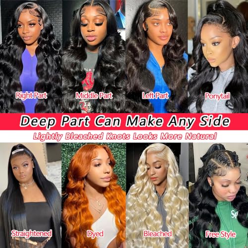 28 Inch 13x6 Lace Front Wigs Human Hair Pre Plucked Body Wave HD Lace Front Wigs Human Hair 180% Density Frontal Glueless Wigs Human Hair with Baby Hair