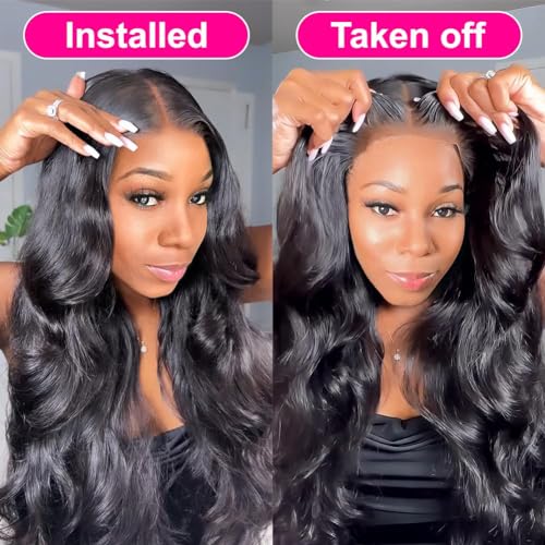 28 Inch 5×5 HD Lace Closure Wigs Human Hair Wear and Go Glueless Wigs Human Hair Pre Plucked Pre Cut 180% Density Body Wave Lace Front Wigs Human Hair for Women