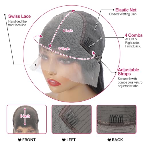 30 Inch 13x6 Lace Front Wigs Human Hair 200 Density Straight HD Lace Front Wigs Human Hair Straight Glueless Wigs Human Hair Pre Plucked 13x6 HD Frontal Human Hair Lace Front Wigs for Women