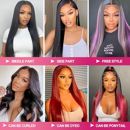 30 Inch 13x6 Lace Front Wigs Human Hair 200 Density Straight HD Lace Front Wigs Human Hair Straight Glueless Wigs Human Hair Pre Plucked 13x6 HD Frontal Human Hair Lace Front Wigs for Women