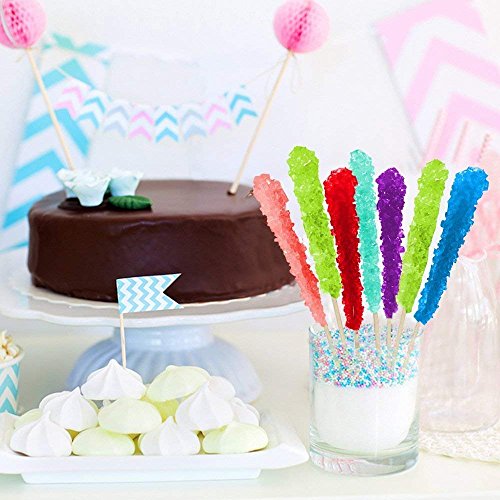 36 Extra Large Assorted Rock Candy Sticks: Espeez - Candy Party Favors - for Birthdays Weddings Receptions Bridal Baby Showers - Rock Candy Bulk