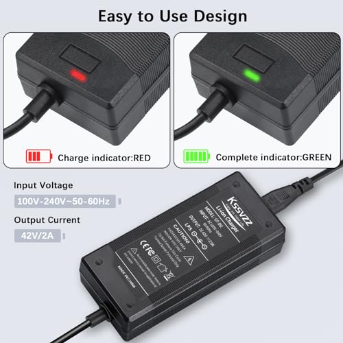42V 2A Fast Battery Charger with 5 Plugs - Universal Battery Replacement Charger for 36V Lithium Battery Charger Replacement Compatible with Jetson Gotrax Razor Ninebot Segway Swagtron Hiboy