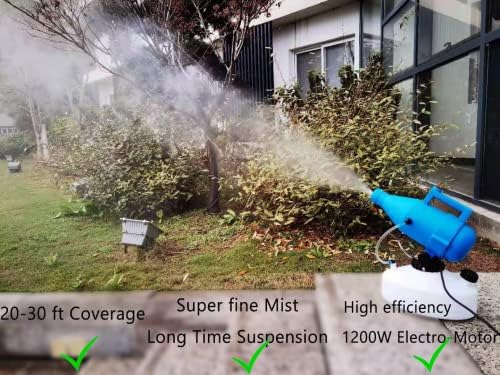 4.5L (1.2 Gallon) Electric ULV Portable Fogger Sprayer Machine Cold Fogger Machine Spraying Distance 30ft for Home Hotel Church School Yard