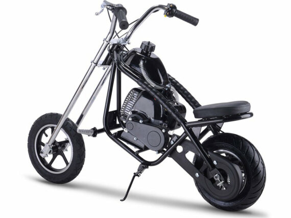 49cc Gas Mini Chopper - Black, 2-Stroke, 25mph, Kids Dirt Bike with Disc Brakes & Street Tires