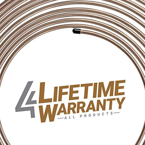 4LifetimeLines 3/16" x 25' Genuine Copper-Nickel Alloy Non-Magnetic Brake Line Replacement Tubing Coil Roll & Fitting Kit Inverted Flare Easy to Bend Corrosion Resistant