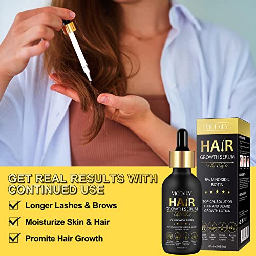 5% Minoxidil for Men and Women Hair Growth Oil Biotin Serum Hair Regrowth Treatment for Scalp Hair Loss Natural for Thicker Longer Fuller Healthier Hair 2.02 oz