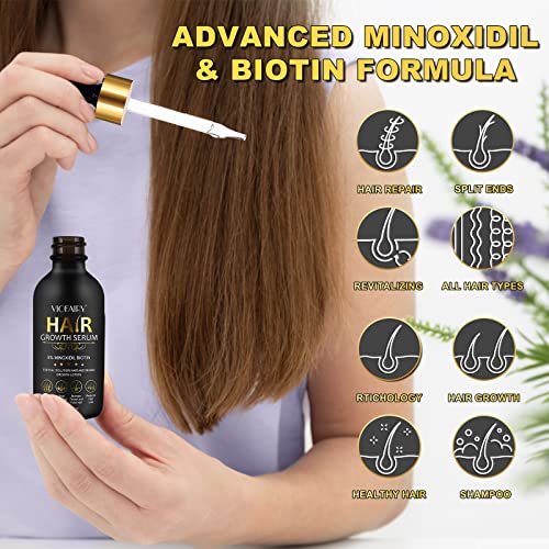 5% Minoxidil for Men and Women Hair Growth Oil Biotin Serum Hair Regrowth Treatment for Scalp Hair Loss Natural for Thicker Longer Fuller Healthier Hair 2.02 oz