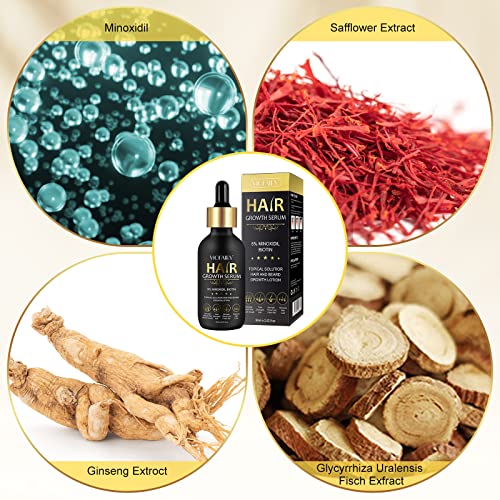 5% Minoxidil for Men and Women Hair Growth Oil Biotin Serum Hair Regrowth Treatment for Scalp Hair Loss Natural for Thicker Longer Fuller Healthier Hair 2.02 oz