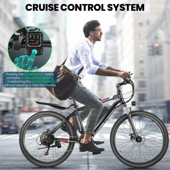 500W Electric Bike 26" Electric Bicycle for Adults with Cruise Control System Ebike