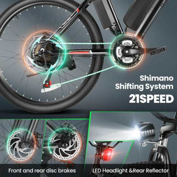 500W Electric Bike 26" Electric Bicycle for Adults with Cruise Control System Ebike