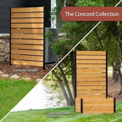 60.5in H x 38.625in W (1 Panel) No Dig Enclo Concord Cedar Wood Privacy Screen  Great to Hide Trash Cans  Decorative Patio Privacy Screen  Outdoor Privacy Fence Panel  Air Conditioner Fence  EC18022