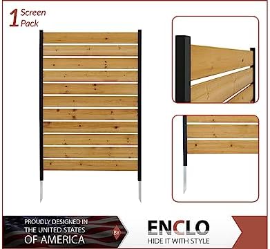 60.5in H x 38.625in W (1 Panel) No Dig Enclo Concord Cedar Wood Privacy Screen  Great to Hide Trash Cans  Decorative Patio Privacy Screen  Outdoor Privacy Fence Panel  Air Conditioner Fence  EC18022