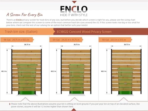 60.5in H x 38.625in W (1 Panel) No Dig Enclo Concord Cedar Wood Privacy Screen  Great to Hide Trash Cans  Decorative Patio Privacy Screen  Outdoor Privacy Fence Panel  Air Conditioner Fence  EC18022