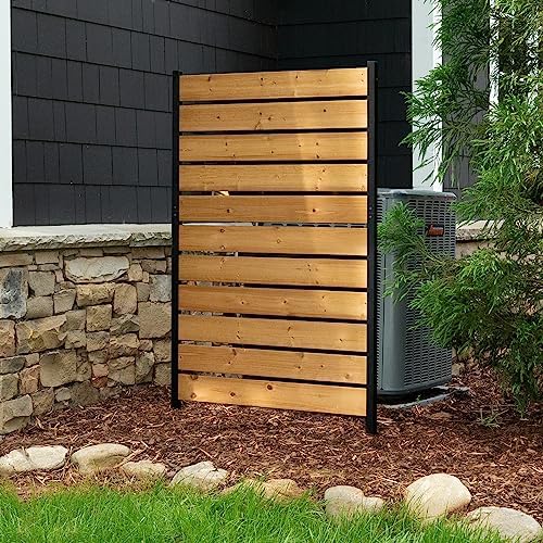 60.5in H x 38.625in W (1 Panel) No Dig Enclo Concord Cedar Wood Privacy Screen  Great to Hide Trash Cans  Decorative Patio Privacy Screen  Outdoor Privacy Fence Panel  Air Conditioner Fence  EC18022