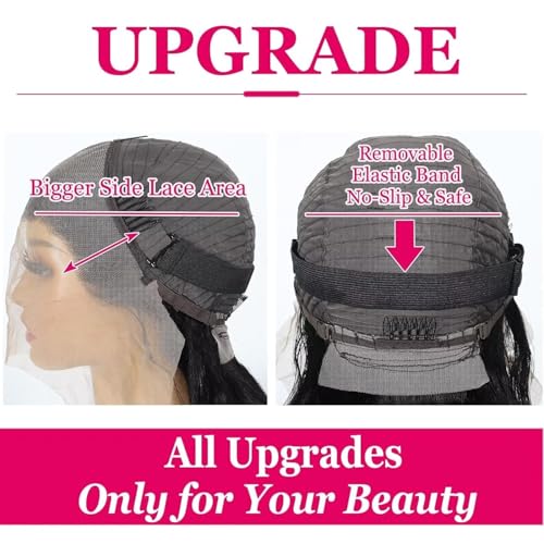 A8 30 inch Lace Front Wig Human Hair Body Wave HD Lace Frontal 13x4 180 Density Glueless Wigs Human Hair Pre Plucked with Baby Hair for Women Natural Black