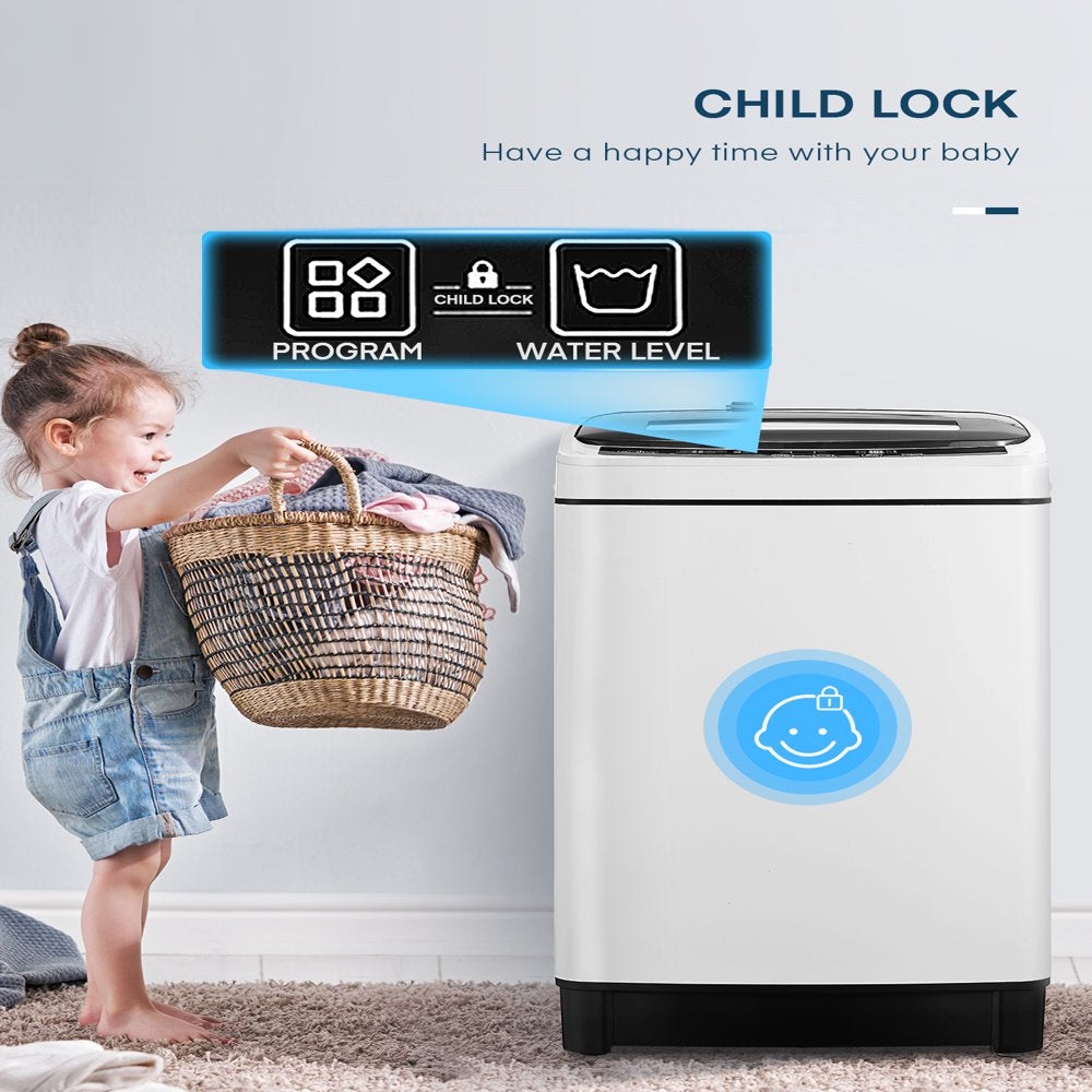 AICOOK Portable Full-Automatic Washing Machine, 1.54 Cu.Ft, 8 Programs, LED Display, Compact Washer & Dryer for Apartments
