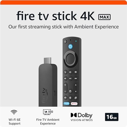 Amazon Fire TV Stick 4K Max streaming device supports Wi-Fi 6E free & live TV without cable or satellite