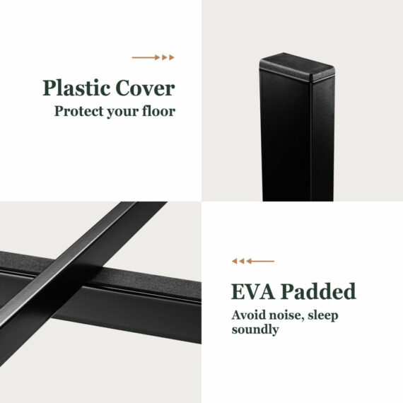 Amolife Twin Metal Bed Frame with Upholstered Headboard, Modern Design, Durable Steel Construction