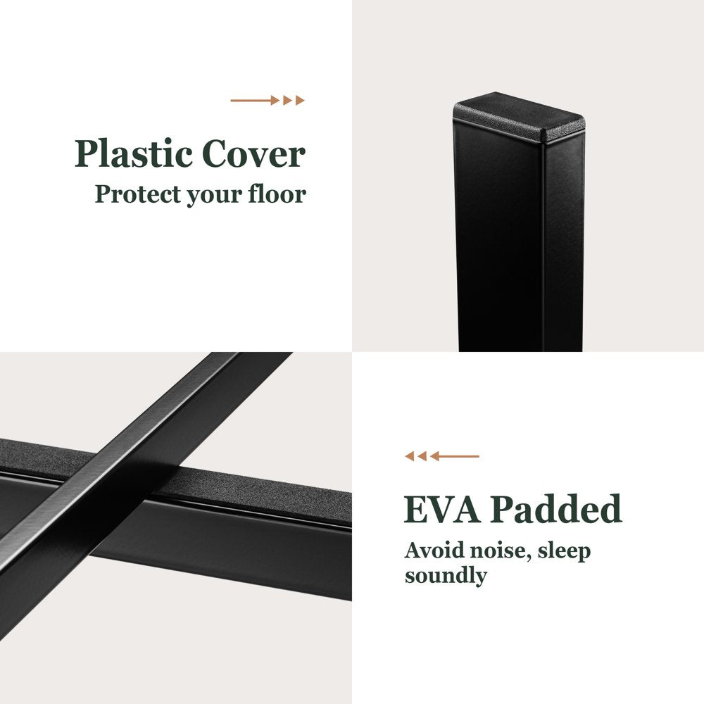 Amolife Twin Metal Bed Frame with Upholstered Headboard, Modern Design, Durable Steel Construction