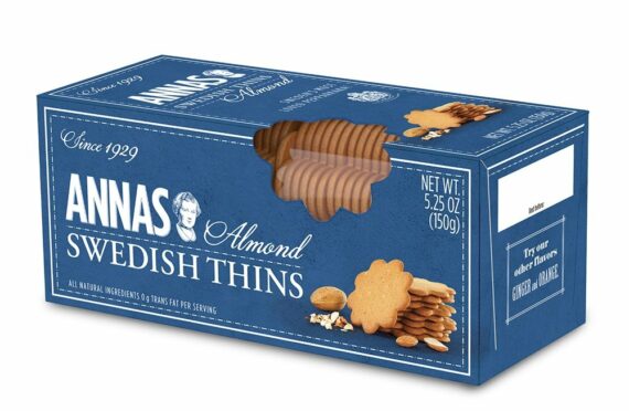 Annas Thins Ginger Pepparkakor Cookies, 5.25 oz, Pack of 12, Vegan, Non-GMO, Swedish Recipe