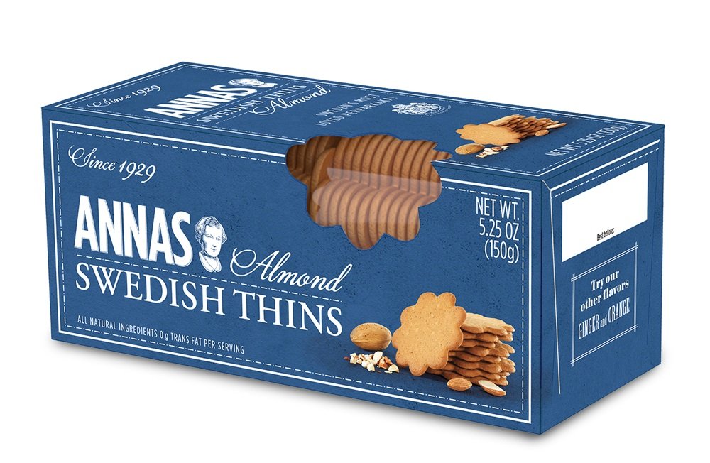 Annas Thins Ginger Pepparkakor Cookies, 5.25 oz, Pack of 12, Vegan, Non-GMO, Swedish Recipe