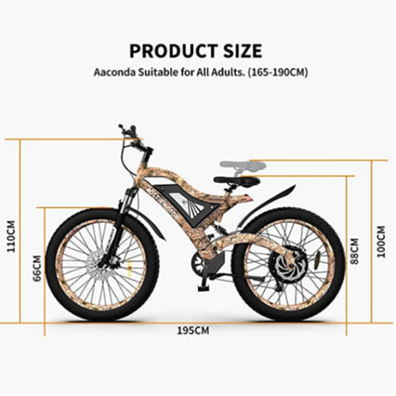 AOSTIRMOTOR Fat Tire Electric Bike 1500W Electric Mountain Bike 48V 15AH Removable Lithium Battery 26 inch 4 inch Electric Bike Suitable for Adult Power Bike Suitable for Bicycle Lovers