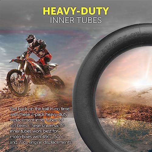 AR-PRO (2-Pack) 2.50/2.75-10 Dirt Bike Replacement Inner Tubes Heavy Duty|Compatible with Honda Crf50 /Xr50  Razor MX650 / MX500  Suzuki DRZ70 / JR50  Yamaha PW50