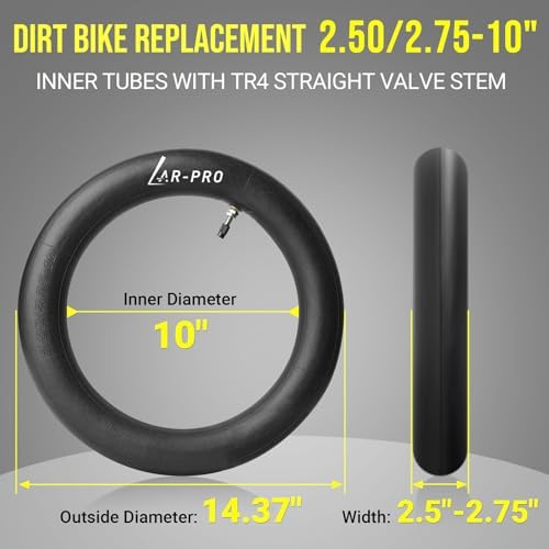 AR-PRO (2-Pack) 2.50/2.75-10 Dirt Bike Replacement Inner Tubes Heavy Duty|Compatible with Honda Crf50 /Xr50  Razor MX650 / MX500  Suzuki DRZ70 / JR50  Yamaha PW50