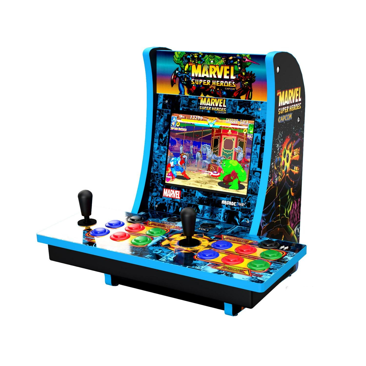 Arcade1UP Marvel Superheroes (2-Player) Counter-cade with Lit Marquee, Port and Headphone Jack