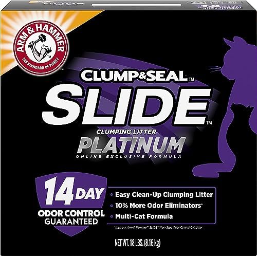 Arm Hammer SLIDE Platinum Multi-Cat Easy Clean-Up Clumping Cat Litter  14 Days of Odor Control 18 lb
