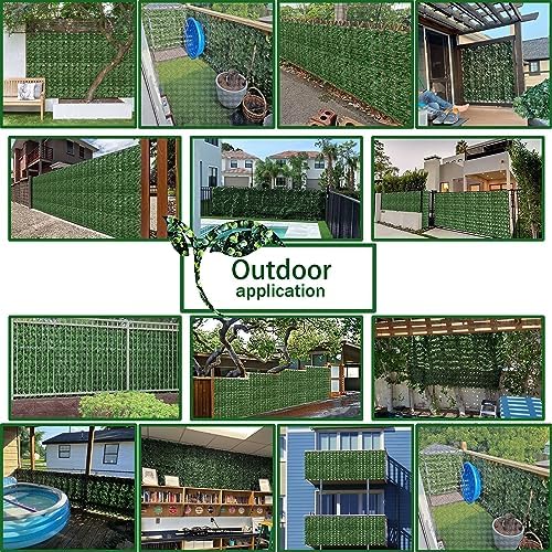 Artificial Ivy Privacy Fence Wall Screen 40X120 in UV-Anti Faux Greenery Backdrop Ivy Vine Leaf Hedges Fence Panels for Patio  Balcony  Garden  Backyard Indoor Outdoor Green Wall Decor