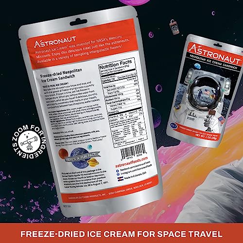 Astronaut Foods Freeze-Dried Ice Cream Sandwich  NASA Space Dessert  Neapolitan  6 Count