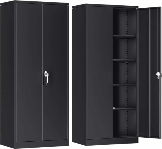 Atripark Metal Storage Cabinet with Lock, 72" Lockable Garage Tool Cabinet with Doors