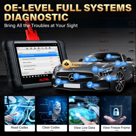 Autel MK808S Car Diagnostic Tool, 2023 Model, Bi-Directional Control, 28+ Resets, All System Scan, 5X Faster Processor