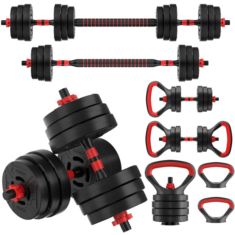 BalanceFrom 60LB Adjustable 4-in-1 Weight Set - Dumbbell, Barbell, Kettlebell & Push-Up Handles