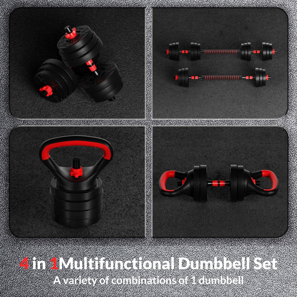 BalanceFrom 60LB Adjustable 4-in-1 Weight Set – Dumbbell, Barbell, Kettlebell & Push-Up Handles