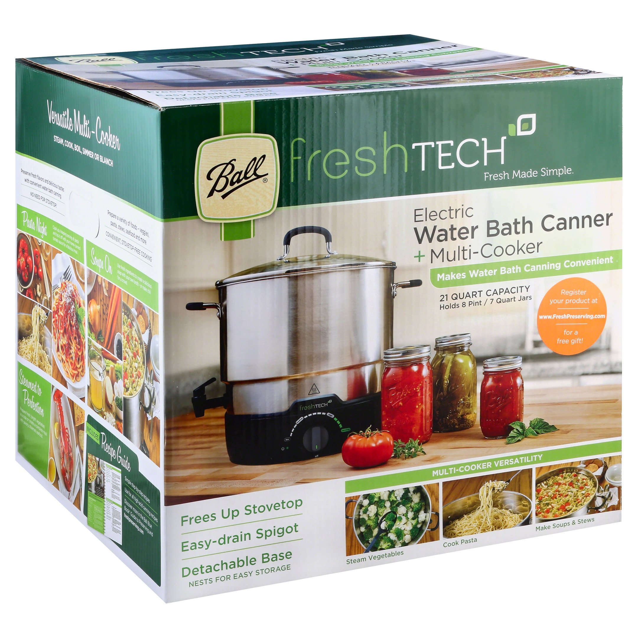 Ball Fresh Tech Water Bath Canner + Multi-Cooker, Electric, 21 Quart