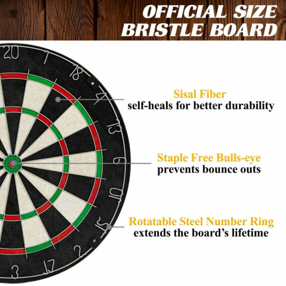 Barrington 40" Dartboard Cabinet with LED Lights, Self-Healing Board, Includes 6 Darts & Scoreboards