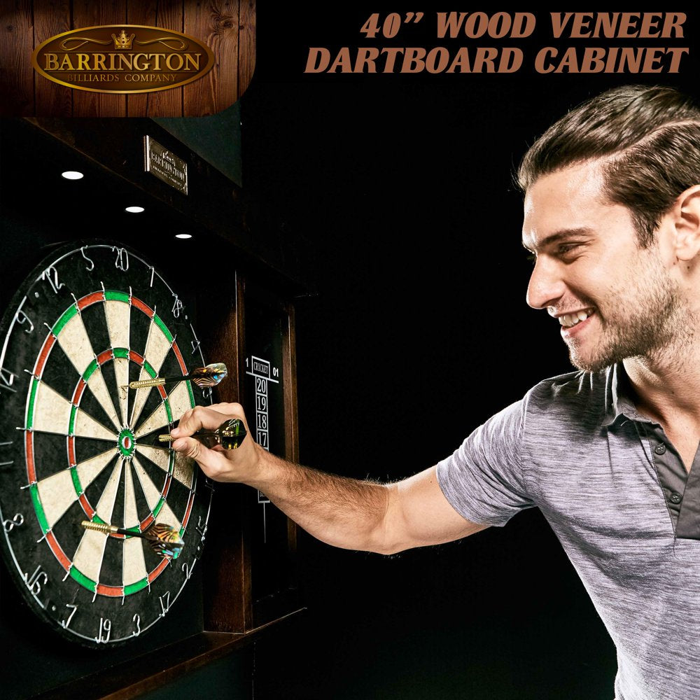 Barrington 40" Dartboard Cabinet with LED Lights, Self-Healing Board, Includes 6 Darts & Scoreboards