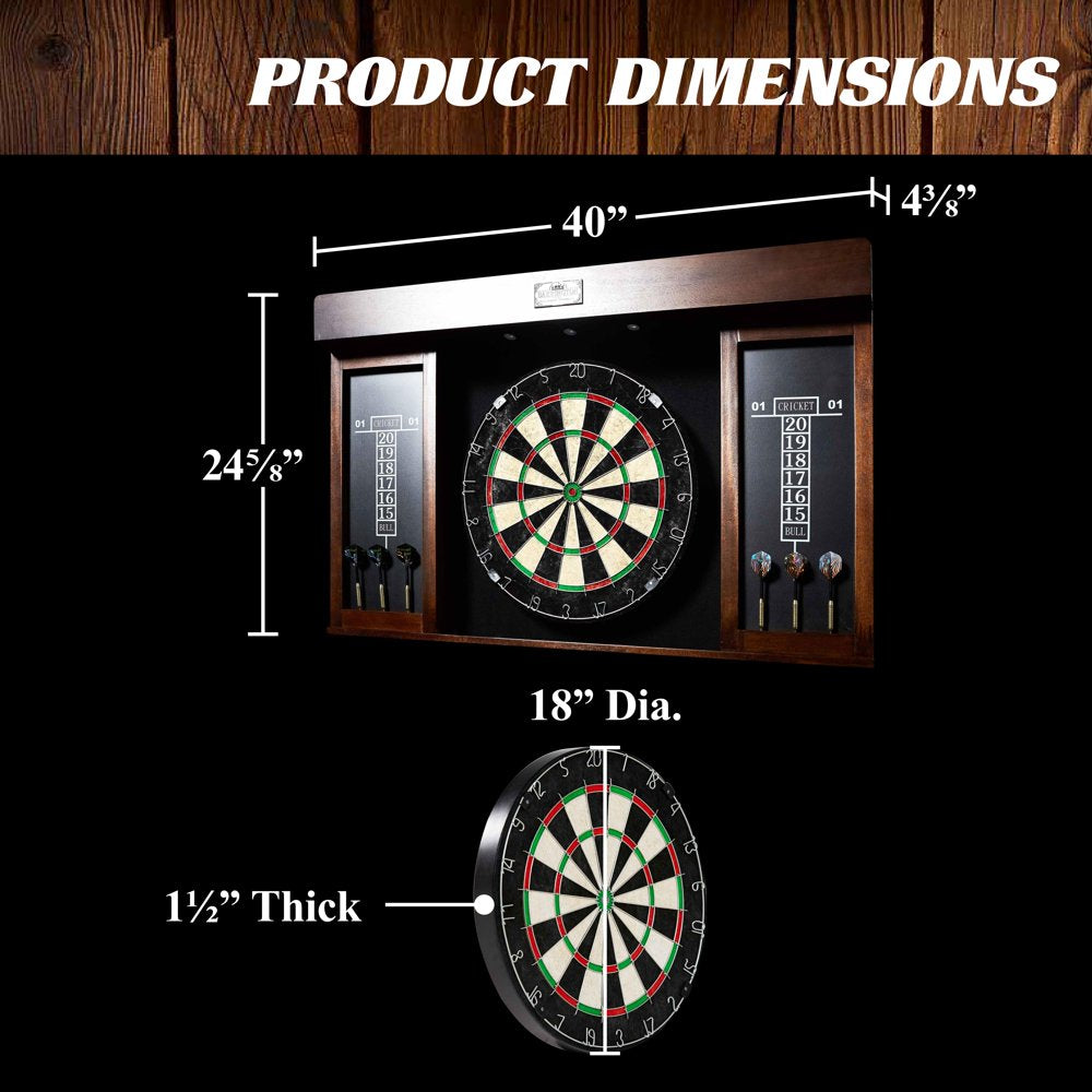 Barrington 40″ Dartboard Cabinet with LED Lights, Self-Healing Board, Includes 6 Darts & Scoreboards