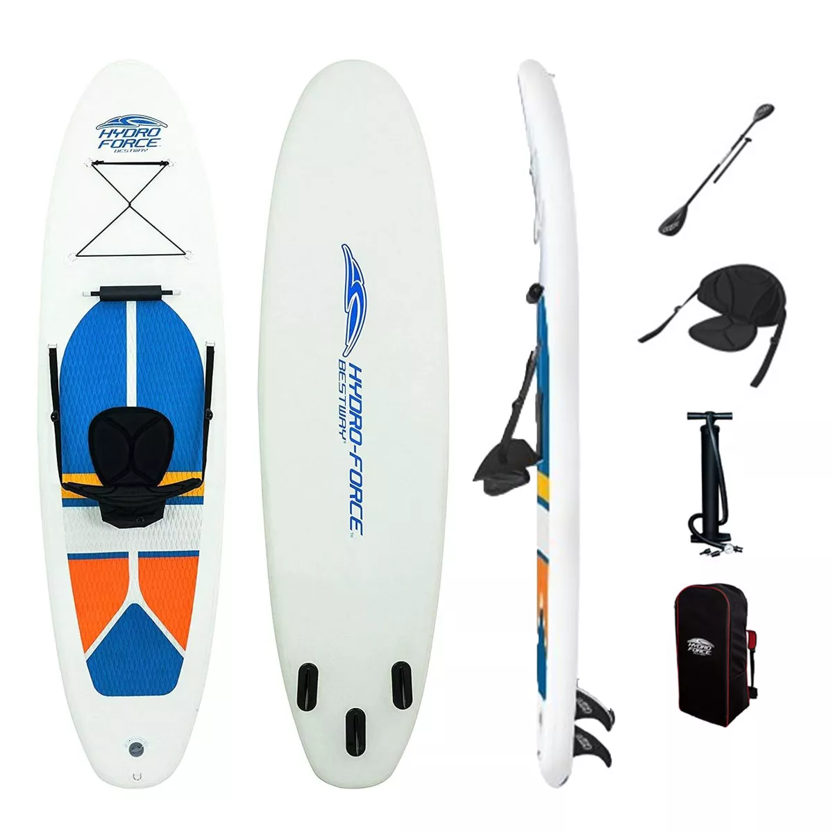 Bestway Hydro-Force Inflatable Stand Up Paddle Board SUP & Kayak - 10 feet - white cap