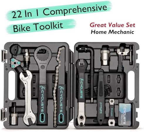 Bike Tool Kit with Storage Case – 22 PCS Bicycle Repair Tool Set Portable Tools Box – Bike Maintenance Tools for Road Bikes and Mountain Bikes