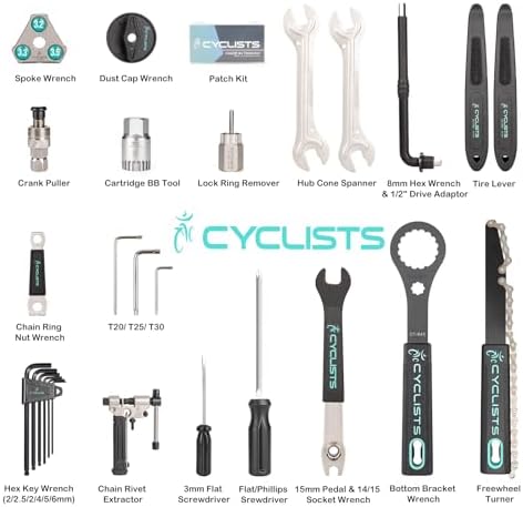Bike Tool Kit with Storage Case - 22 PCS Bicycle Repair Tool Set Portable Tools Box - Bike Maintenance Tools for Road Bikes and Mountain Bikes