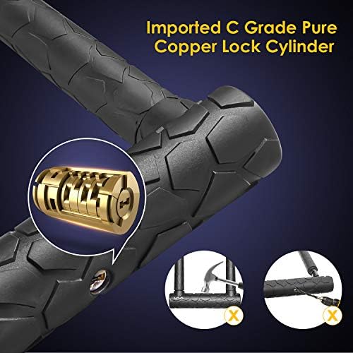 Bike U Lock 20mm Heavy Duty Combination Bicycle D Lock Shackle 4ft Length Security Cable with Sturdy Mounting Bracket and Key Anti Theft Bicycle Secure Locks